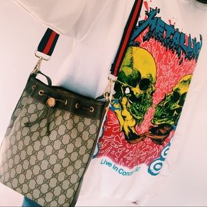 VINTAGE GUCCI GG MONOGRAM DRAWSTRING BUCKET BAG